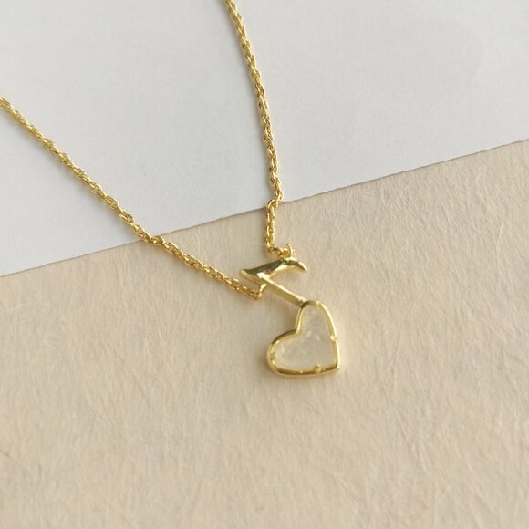 Kendra Scott Gold Ari Heart Music Note Drusy Necklace - Picture 2 of 4